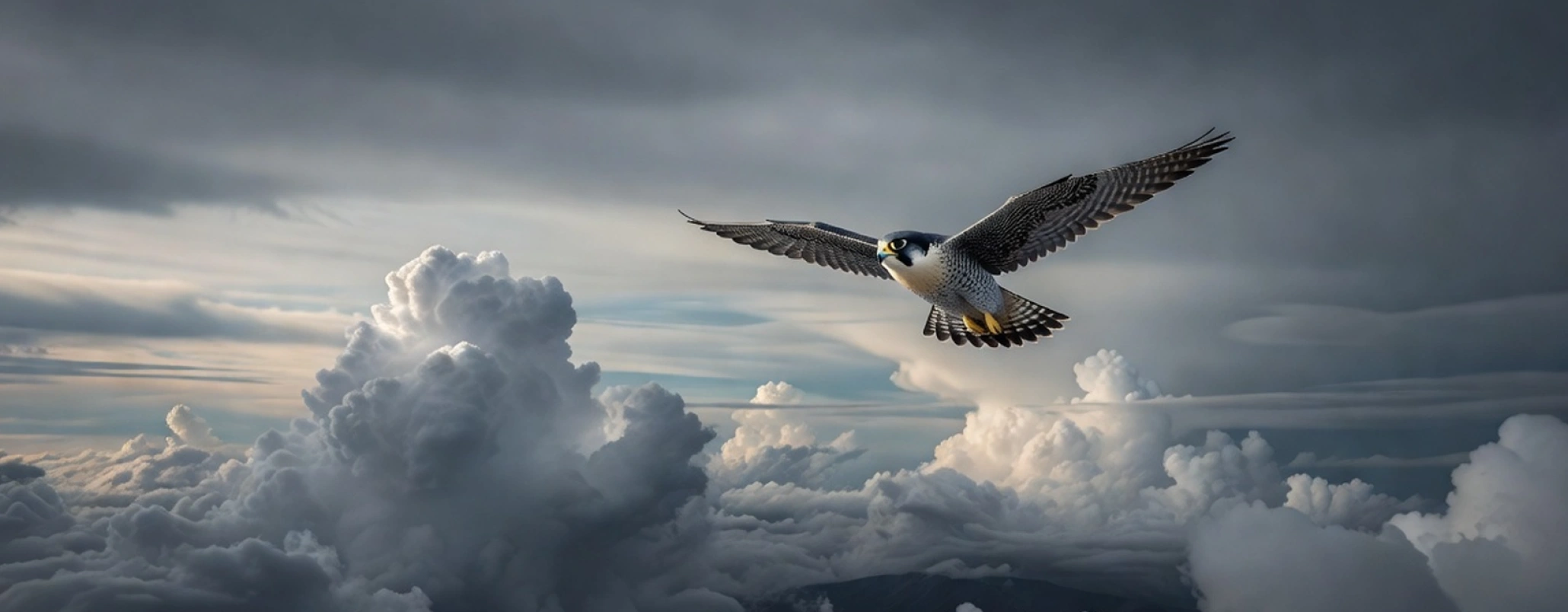 Cover image depicting a bird flying amongst a cloudy sky.