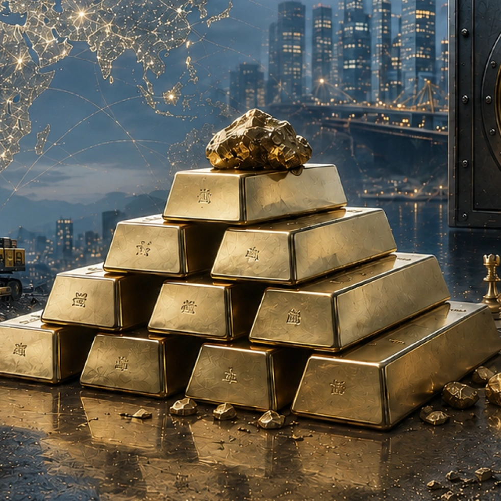 Featured image depicting gold bars stacked in a pyramid.