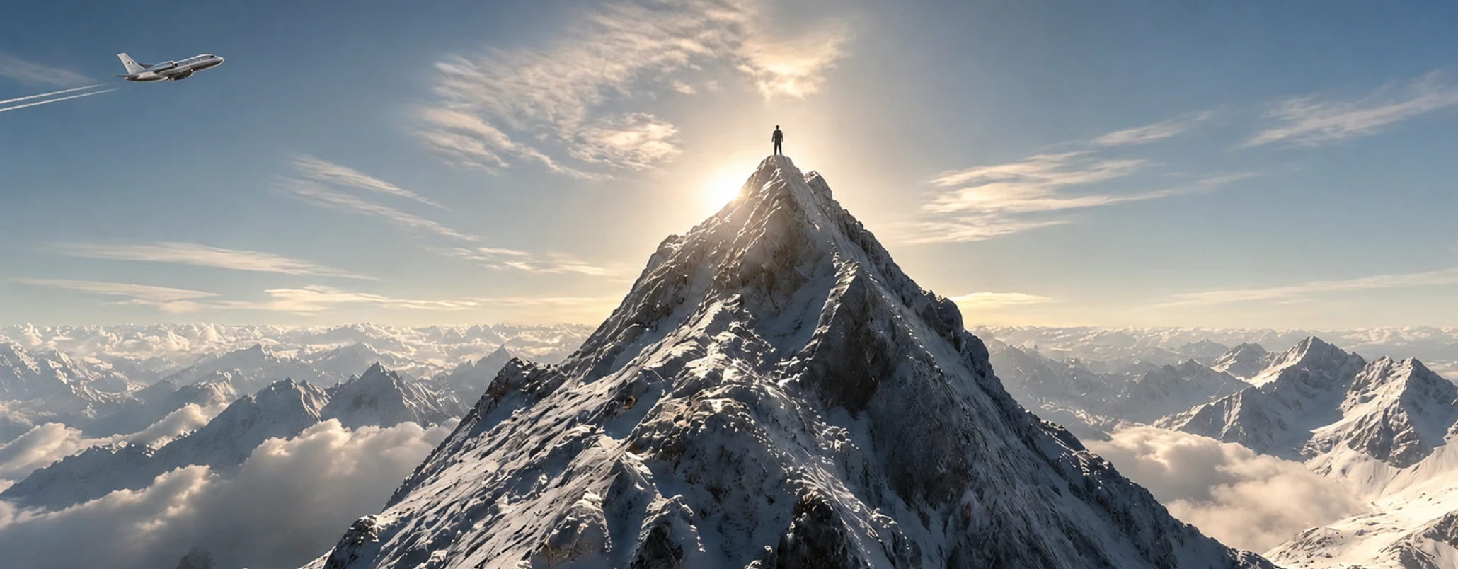 Cover image depicting a tall mountain with a person standing at the highest peak.
