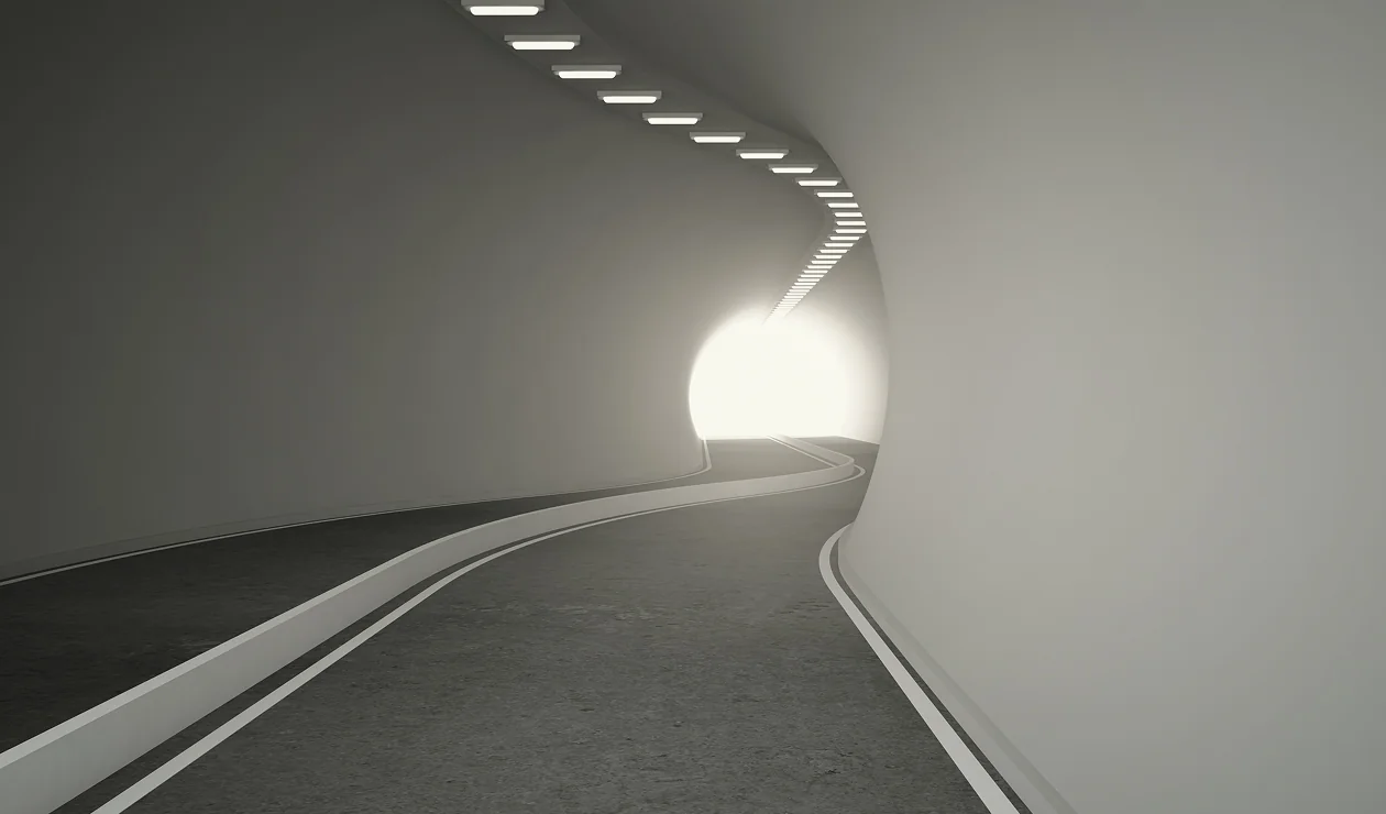 Details image depicting a light at the end of a tunnel.