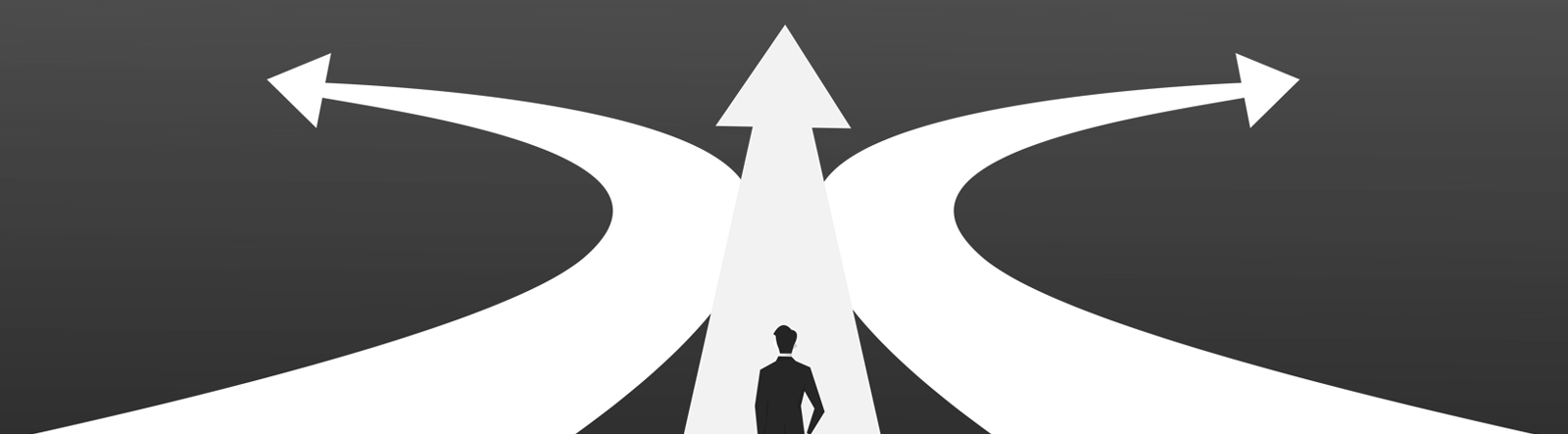 Article cover image depicting three pathways: Left, right and centre.