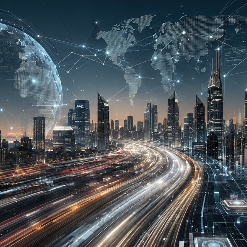 Featured image depicting an aerial view of a fast paced city. 